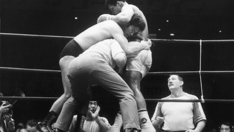 Heavyweight boxer Muhammad Ali fought the champion Japanese wrestler Antonio Inoki at Budokan Hall in Tokyo, on 26th June 1976.  