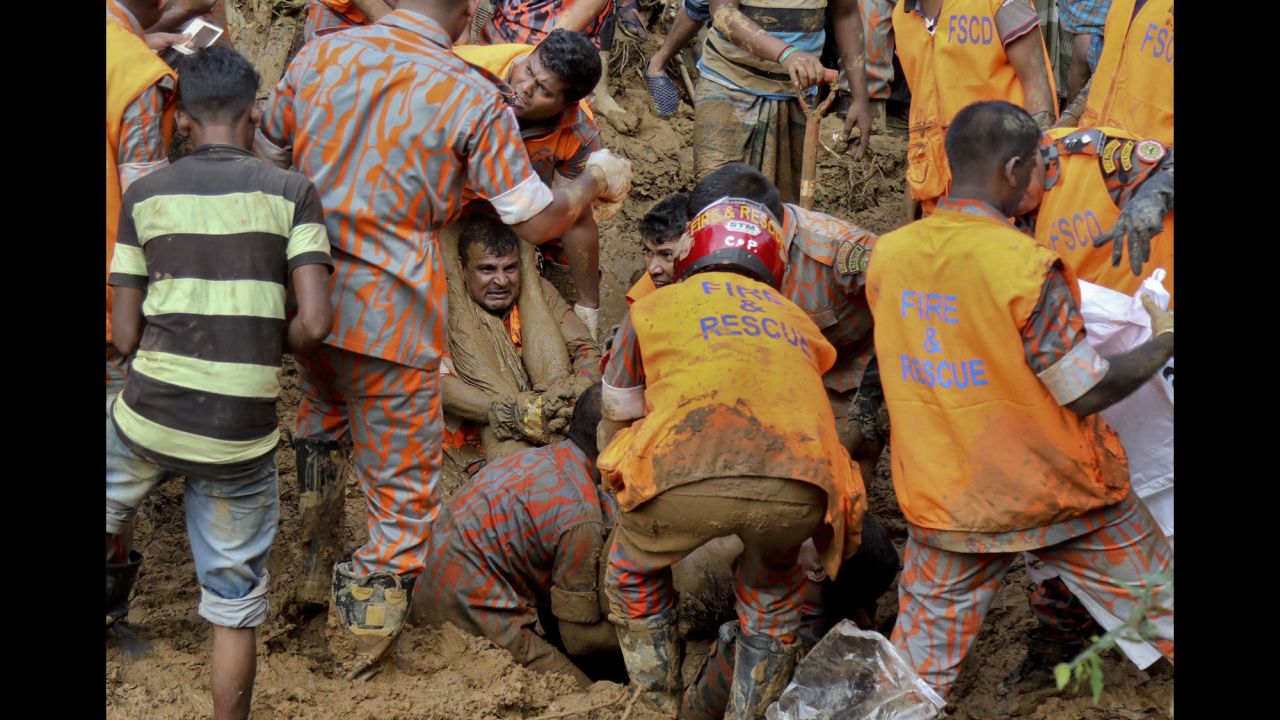 Rescuers pull out bodies Wednesday, June 14, after a massive landslide in Bangladesh's Rangamati district. Heavy overnight rains <a href="http://www.cnn.com/2017/06/13/asia/bangladesh-landslides/index.html" target="_blank">triggered a series of landslides</a> in southeast Bangladesh, killing at least 133 people and injuring many more, officials said.