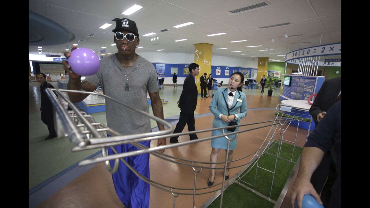 NBA Hall of Famer Dennis Rodman visits the Sci-Tech Complex in Pyongyang, North Korea, on Wednesday, June 14. Rodman <a href="http://www.cnn.com/2017/06/13/politics/dennis-rodman-north-korea/index.html" target="_blank">has visited the country</a> at least four times, with three of the visits taking place between 2013 and 2014. A senior US official said Rodman was not visiting in any official capacity. 