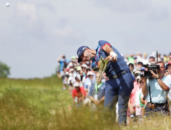 World No.1 and defending champion Dustin Johnson, whose wife gave birth to the couple's second child Monday, struggled to a three-over 75.  