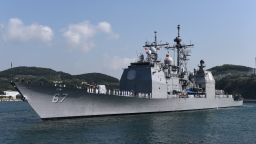 150504-N-AD372-023 BUSAN, Republic of Korea (May 4, 2015) The Ticonderoga-class guided-missile cruiser USS Shiloh (CG 67) pulls into Busan for a scheduled port visit. Shiloh is conducting routine patrols and maritime security operations in the U.S. 7th Fleet area of responsibility to promote stability and develop key partnerships with allies across the Indo-Asia-Pacific region. (U.S. Navy photo by Mass Communication Specialist 1st Class Abraham Essenmacher/Released) 