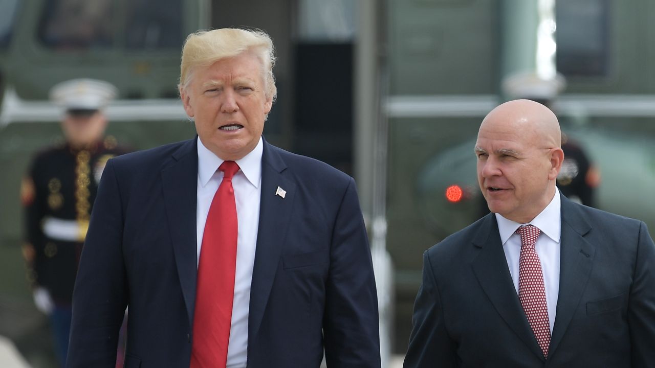 US President Donald Trump and National Security Advisor H. R. McMaster board Air Force One before departing from Andrews Air Force Base for Miami, Florida on June 16, 2017. (MANDEL NGAN/AFP/Getty Images)