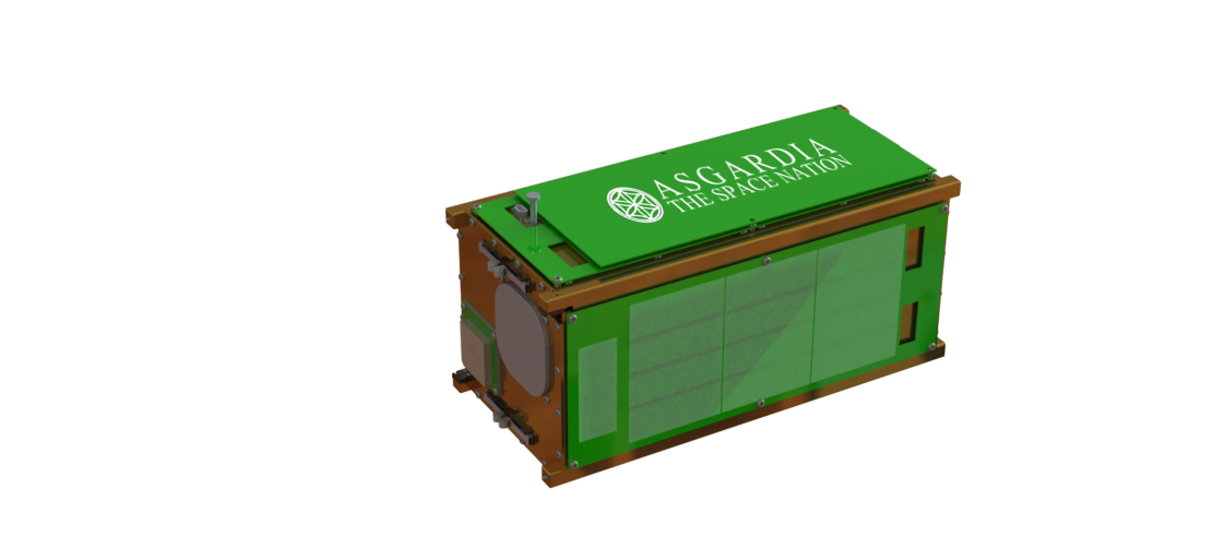 A rendering of what the Asgardia-1 satellite, produced by US company NanoRacks, will look like.
