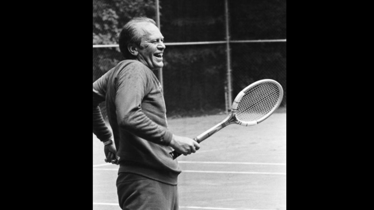 President Gerald Ford enjoying some tennis at the Camp David courts, September 1974.