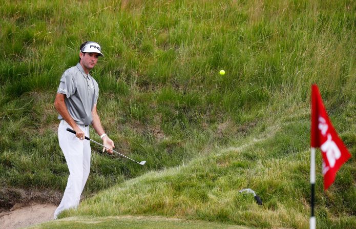 Two-time Masters champion Bubba Watson seems to struggle in the other majors and the left-hander and his yellow ball missed the cut at Erin Hills with rounds of 75, 73 for four over.