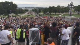 Protesters gather outside the state Capitol in St. Paul, Minnesota.