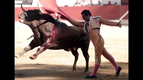 Spanish matador Ivan Fandino performs during a bullfight.