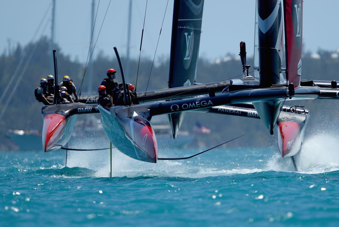 Playing catch-up. Oracle Team USA struggled for speed against Emirates Team New Zealand. 