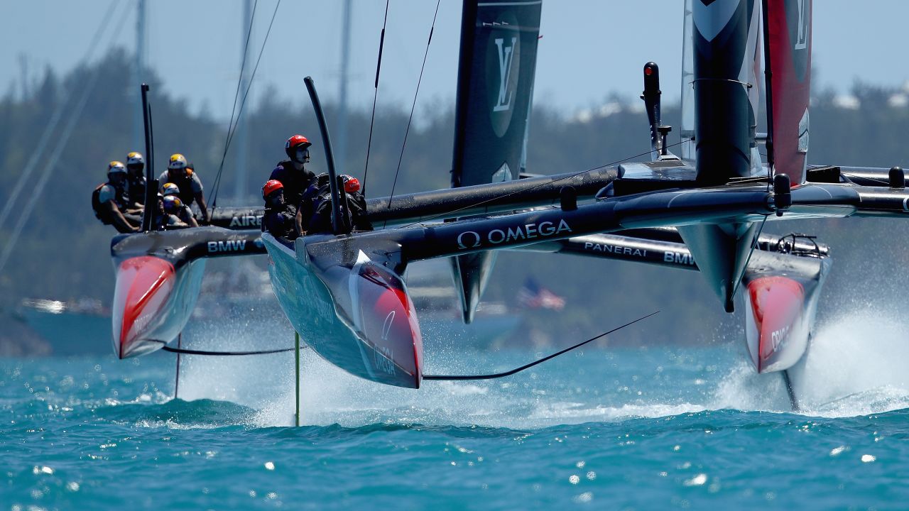 Playing catch-up. Oracle Team USA struggled for speed against Emirates Team New Zealand.