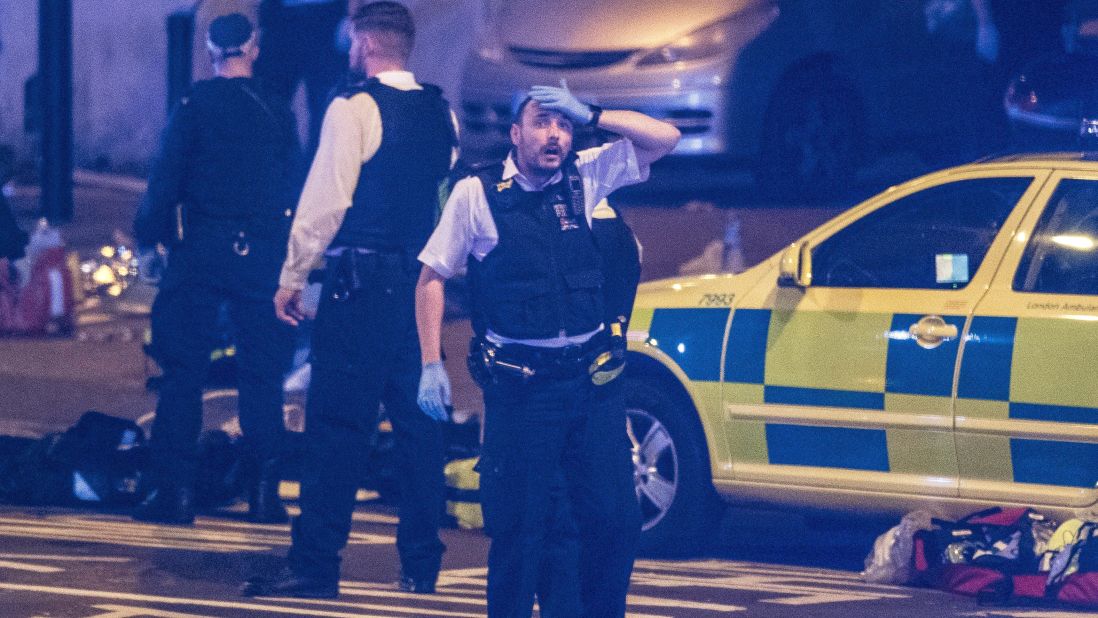 A police officer at the scene of the incident.