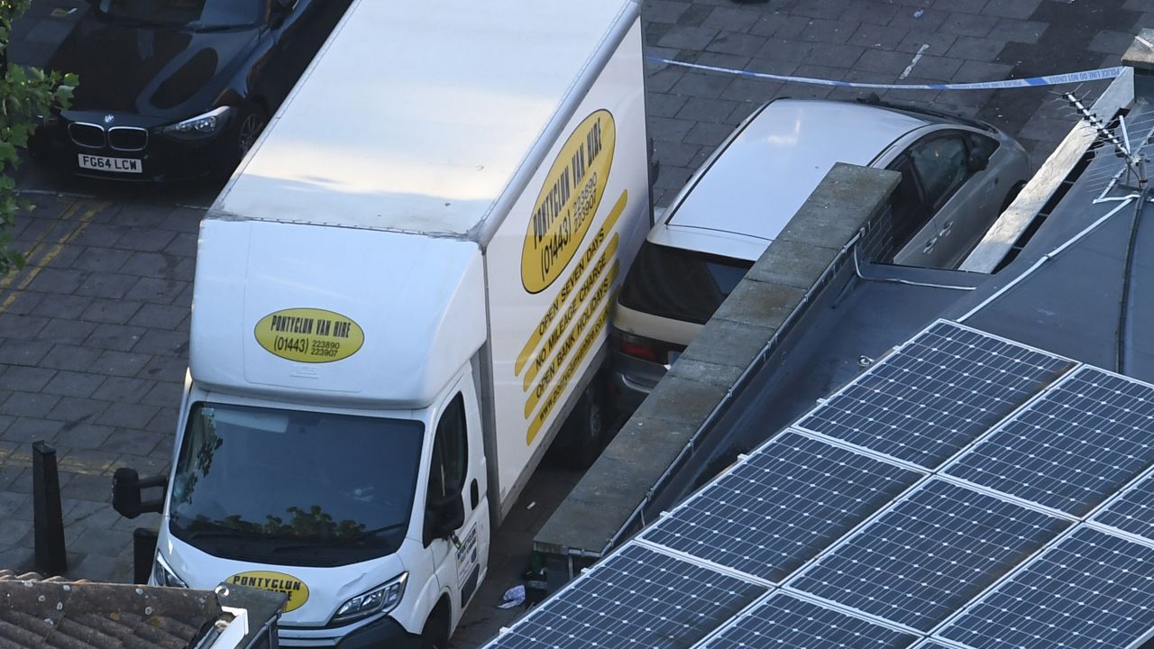 A van believed to be involved in the Finsbury Park Mosque attack is pictured on June 19.