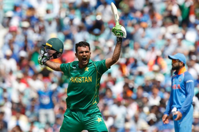 Pakistan's Fakhar Zaman hit a spectacular century to take Pakistan to 338-4, setting India a target that had never been achieved in the final of an International Cricket Council (ICC) tournament.