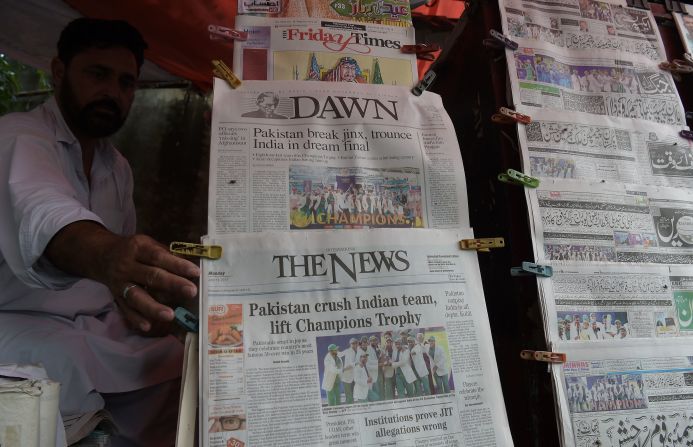 Pakistan's win made front and back page news in Pakistan. 