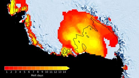 For more than two weeks in January 2016, a passive microwave satellite observed surface ice melt two times the size of California.