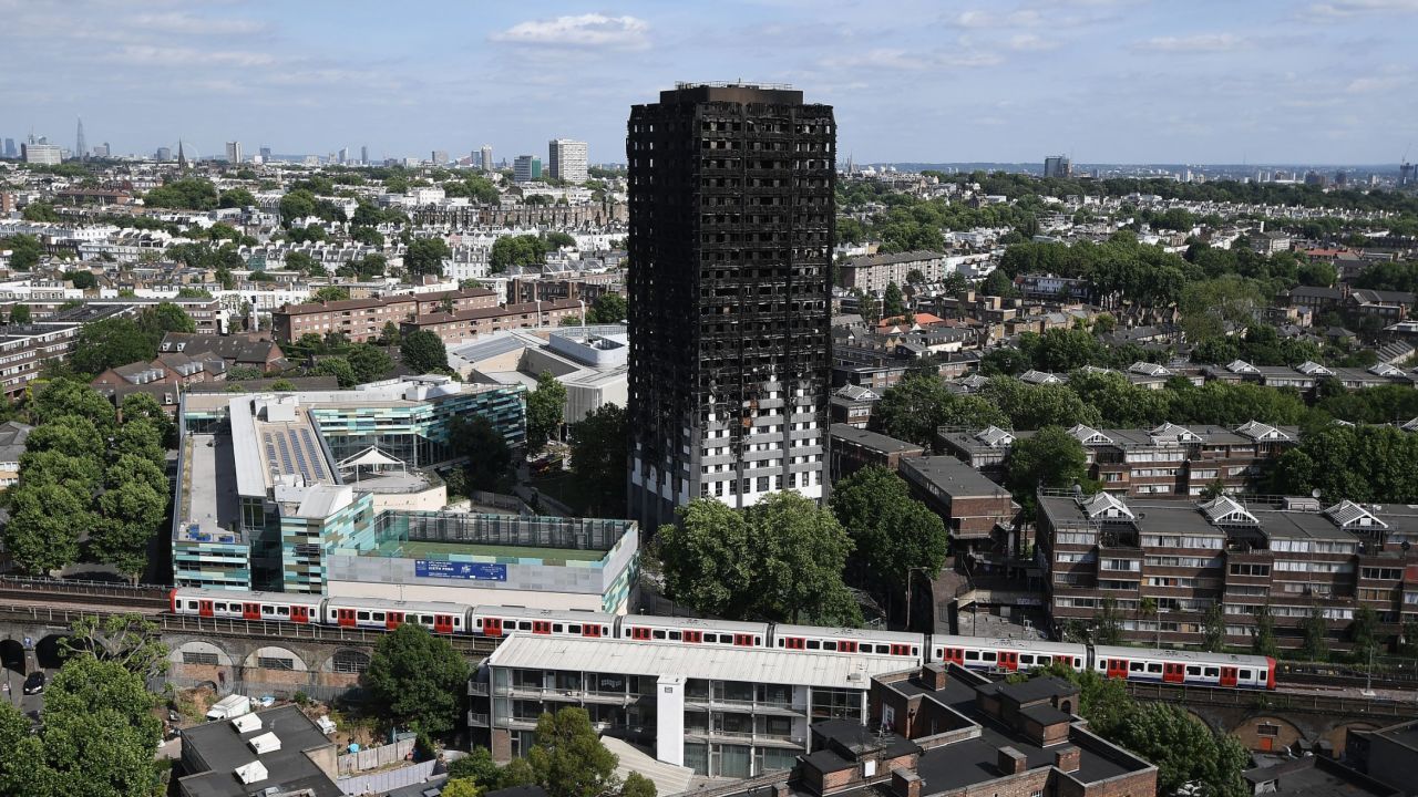 The burnt-out shell of Grenfell Tower on Friday.