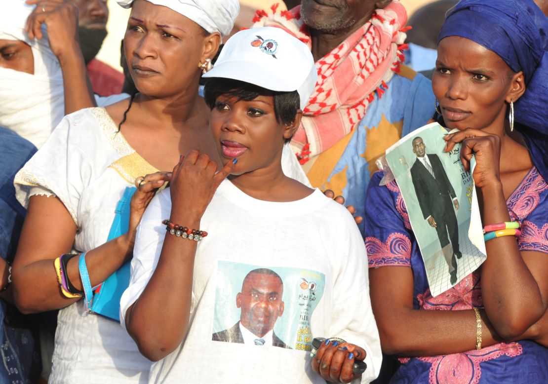 Supporters of Abeid's run for  president, in Nouackchott, June 2014.  