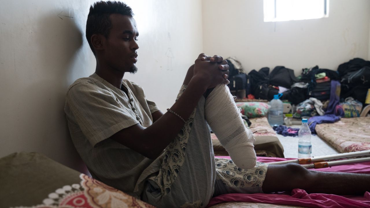 Mohammad, 17, from Mogadishu survived an <a href="https://www.cnn.com/2017/03/18/middleeast/yemen-refugee-boat-attack/index.html" target="_blank">attack on a migrant boat off the coast of Yemen </a>that killed at least 42 people. He says he saw a helicopter take off from a large military boat and thought they were being saved -- until it opened fire on them. Two of his friends were killed, and he had to have his right foot amputated. 