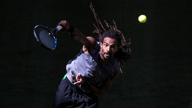 Dustin Brown serves during the Gerry Weber Open on Monday, June 19. He defeated Vasek Pospisil to move on the next round of the tournament, which is being held in Halle, Germany.