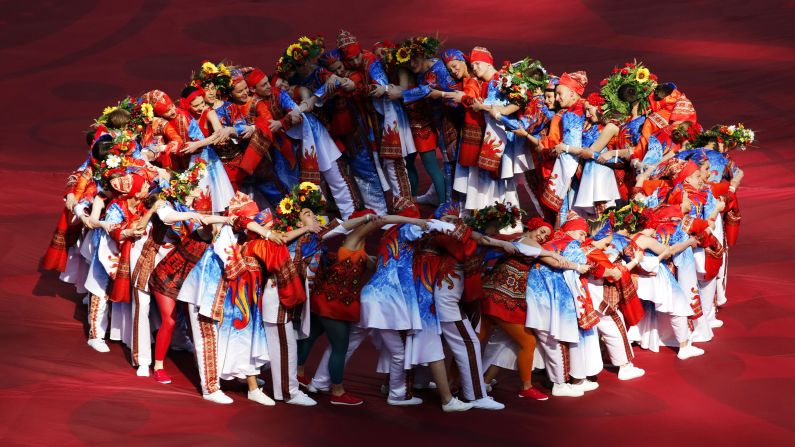 Dancers perform in St. Petersburg, Russia, during the opening ceremony of the Confederations Cup on Saturday, June 17. The soccer tournament takes place through July 2.