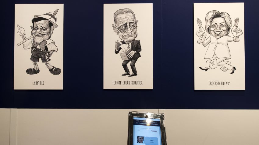 NEW YORK, NY - JUNE 16: Guests can stop at a kiosk an receive a mean-spirited nickname from a nickname generator at The Daily Show-produced 'Donald J. Trump Presidential Twitter Library,' June 16, 2017 in New York City. The parody library showcases President Trump's tweets through the years. (Photo by Drew Angerer/Getty Images)