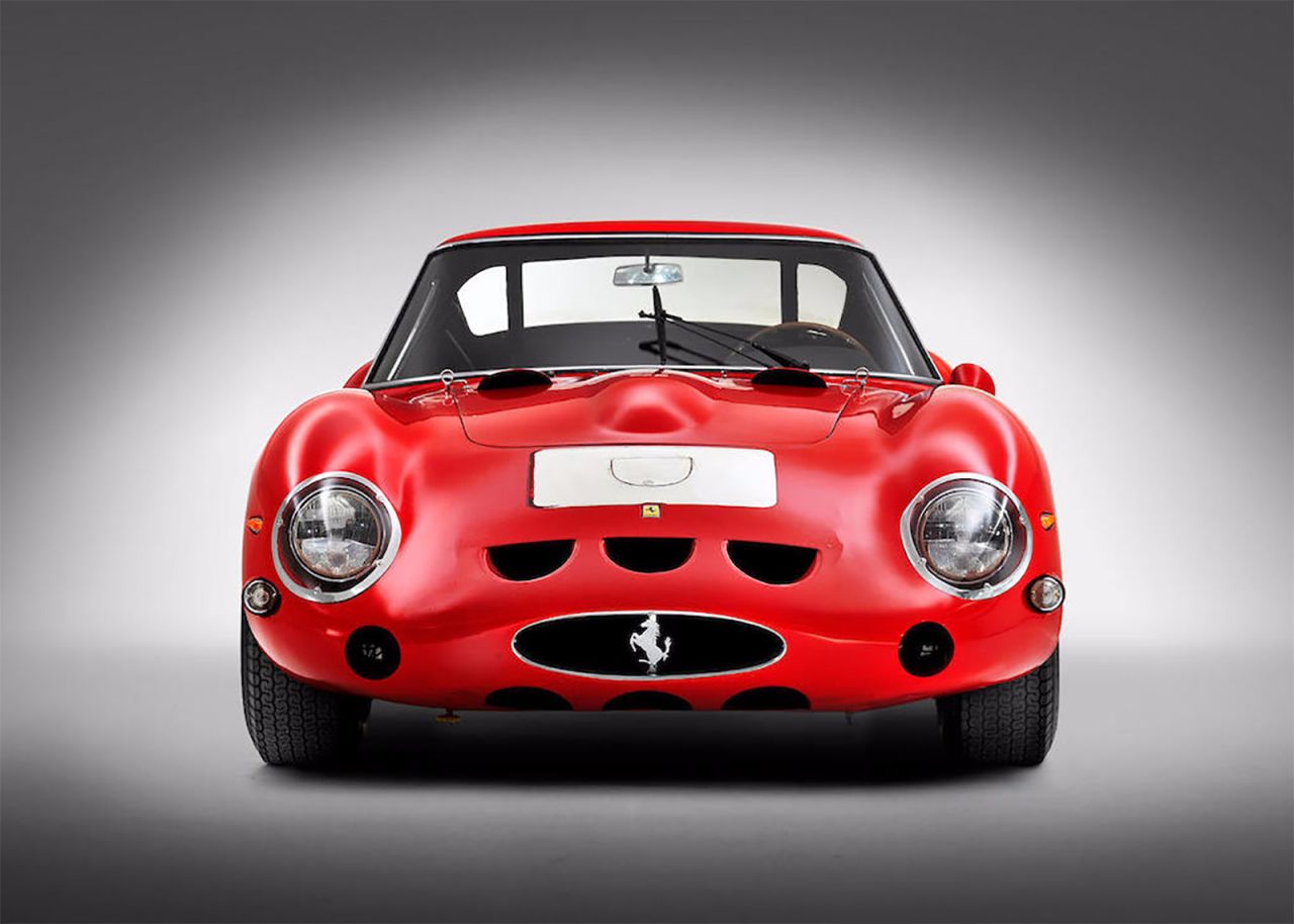 A front view of a Ferrari 250 GTO.