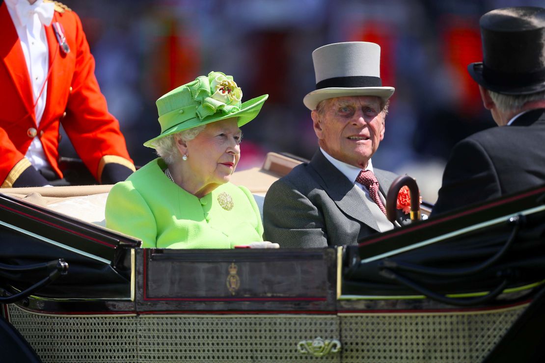 Queen Elizabeth II and Prince Philip, Duke of Edinburgh, in their carriage during day one of Royal Ascot.