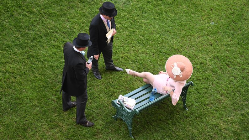 Dress codes are formal, especially in the Royal Enclosure, but men were allowed to remove their jackets given the UK summer heatwave.  
