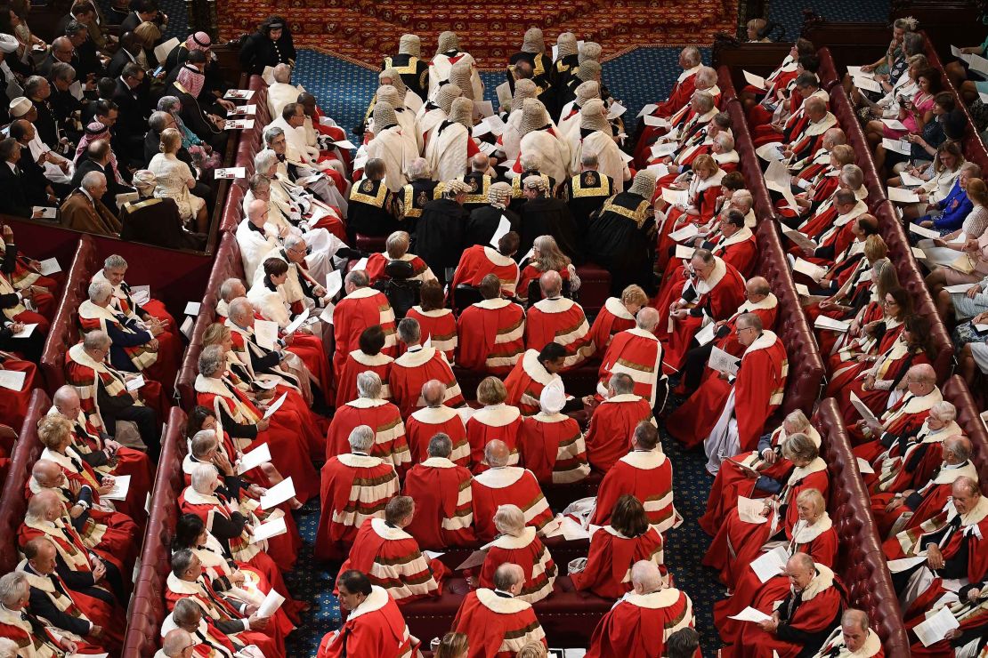 Peers take their seats in the House of Lords before the Queen's Speech on Wednesday. 