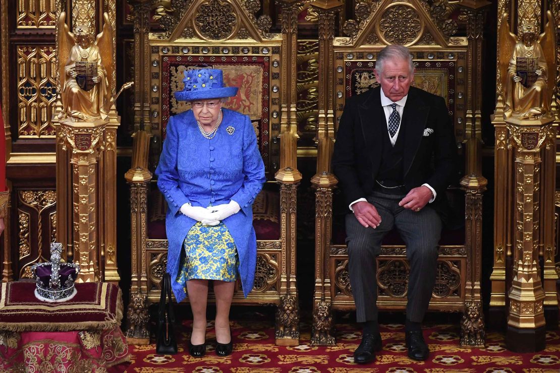 Queen Elizabeth II and Prince Charles at the House of Lords for the Queen's Speech on Wednesday. 