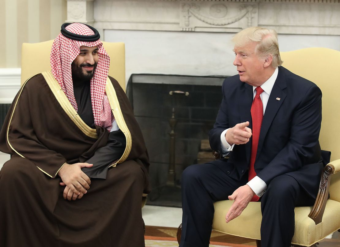 US President Donald Trump met with Mohammed bin Salman in Washington in March. . 