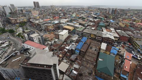 A view of multi-story buildings in Lagos, Nigeria's commercial capital. 
