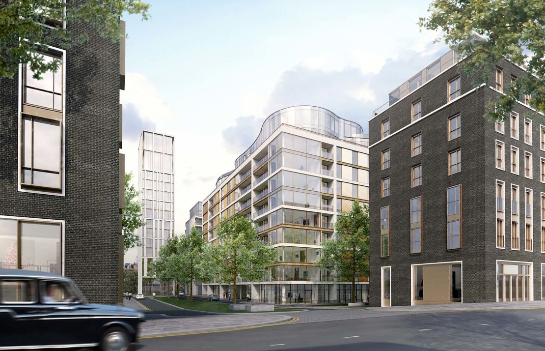 An Illustration shows part of the affordable housing section of the Kensington Row development.