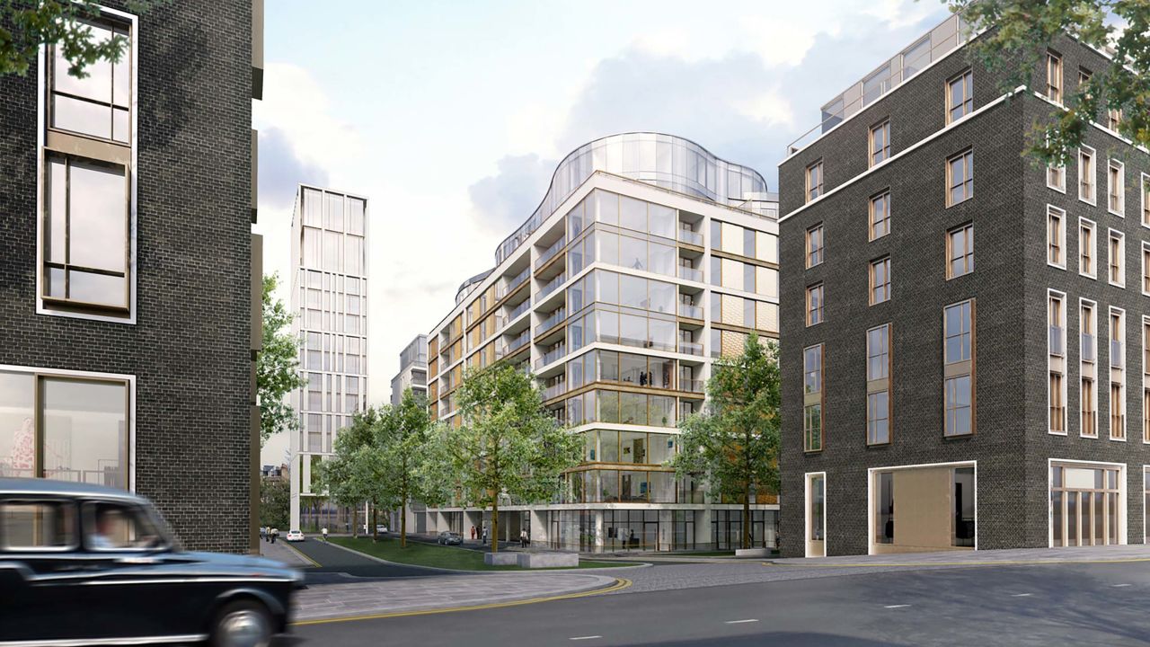 An Illustration shows part of the affordable housing section of the Kensington Row development.