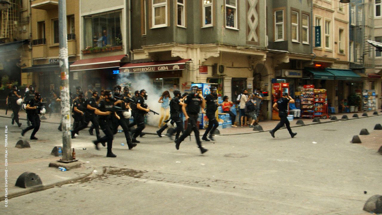 Police at the Istanbul gay parade in 2016.