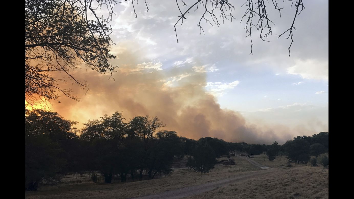 A wildfire burns in Sonoita, Arizona, on June 20.