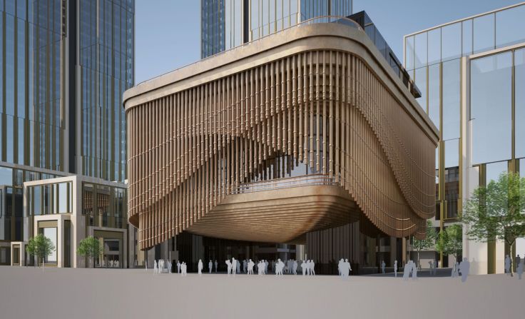 Designed by Heatherwick Studio and Foster + Partners, the new Fosun Foundation building lies at the heart of Shanghai's 4.5-million-square-foot Bund Financial Centre development.