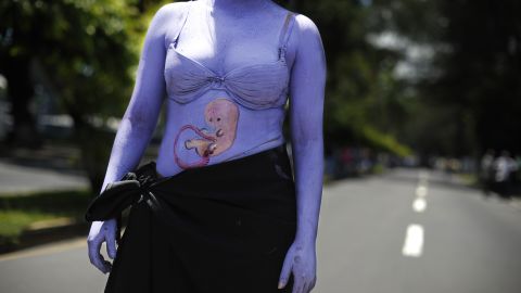 A woman participates in a march on the International Day of Action for the Decriminalization of Abortion in 2012.