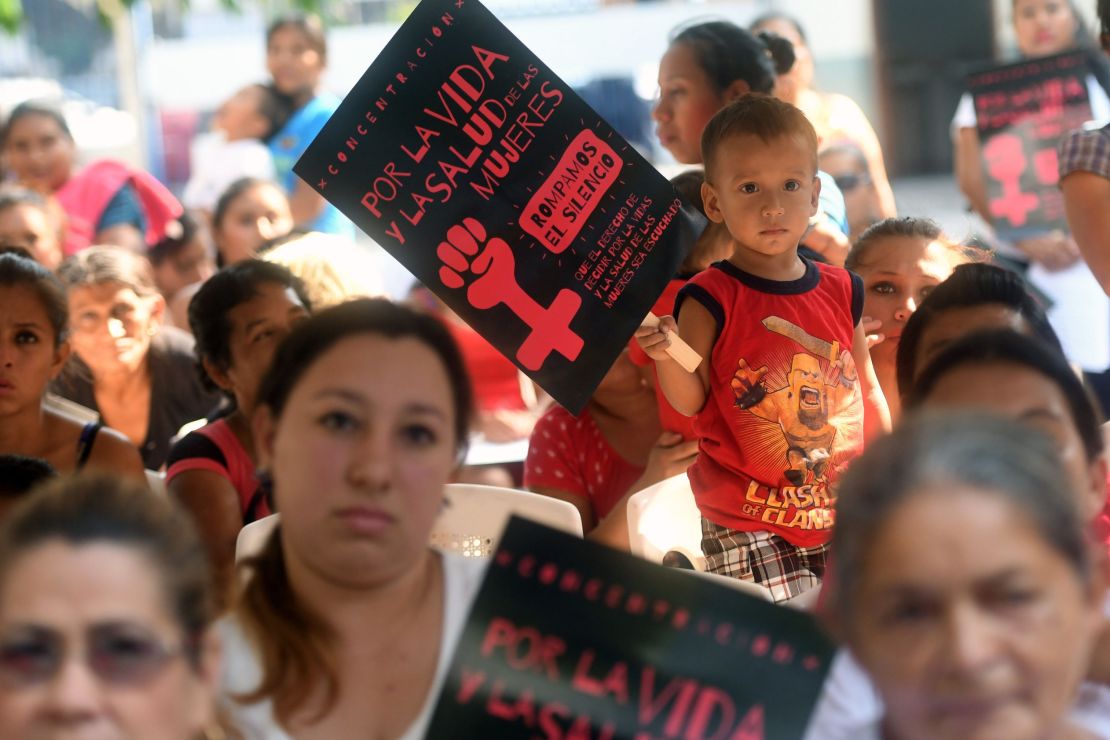Salvadoran women campaign for the decriminalization of abortion in the capital, San Salvador on February 23, 2017.