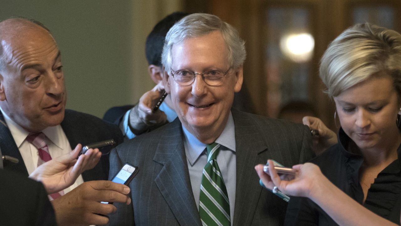 Senate Majority Leader Mitch McConnell smiles after announcing <a href="http://www.cnn.com/2017/06/22/politics/senate-health-care-bill/index.html" target="_blank">a new health care bill</a> on Thursday, June 22. The bill, written by Senate Republicans entirely behind closed doors, would repeal Obamacare's individual mandate, drastically cut back federal support of Medicaid and eliminate Obamacare's taxes on the wealthy, insurers and others. McConnell is pressing for a vote next week.