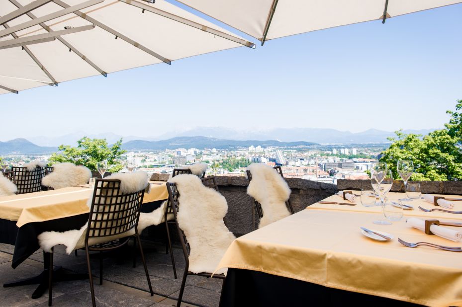 <strong>Ljubljana's best restaurants: </strong>Strelec's outside terrace offers far-reaching views over Ljubljana and the surrounding countryside. <br />