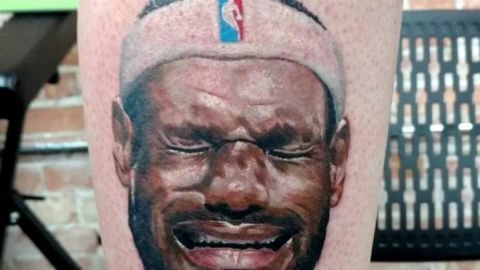 Man takes his disdain for LeBron James to the next level -- by tattooing  his crying face on his leg | CNN