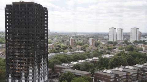 The ruined Grenfell Tower, seen Friday in London, was destroyed by fire last week.