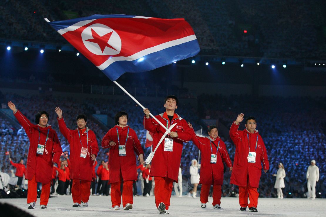 North Korea's Olympic team enters the stadium for the 2010 Winter Games. The country has not qualified for the 2018 Olympics. 