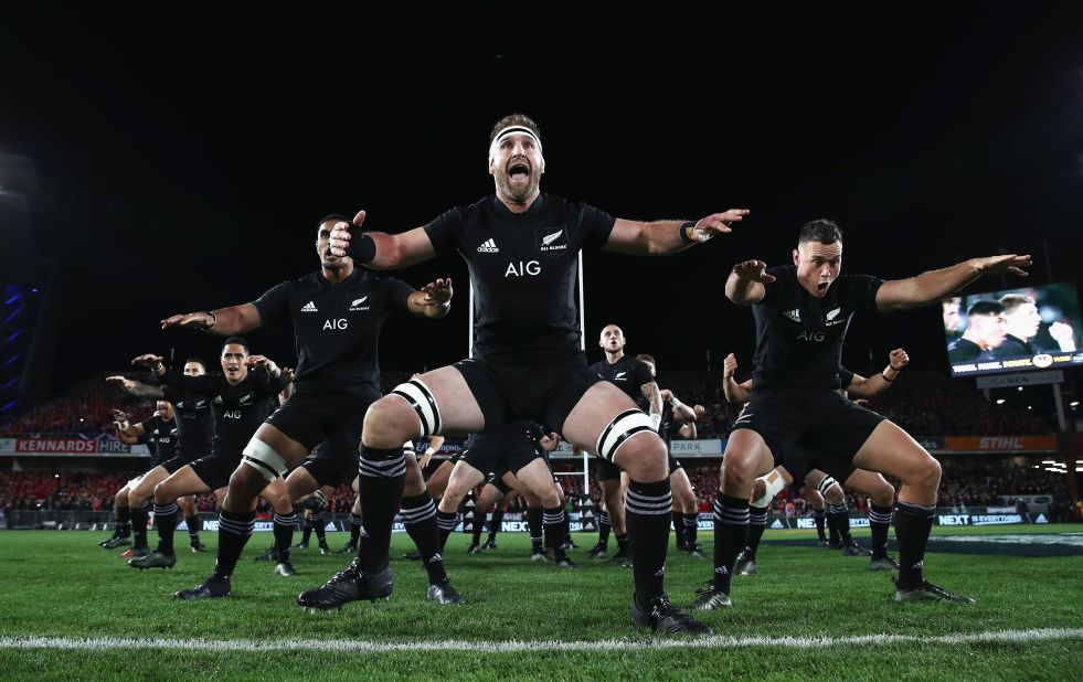 Captain Kieran Read leads New Zealand in the haka ahead of the first Test against the British and Irish Lions in Auckland.