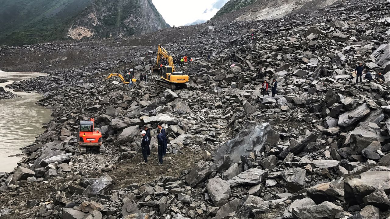 Much of village of Xinmo was covered by the landslide on June 24.