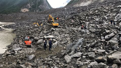 Much of village of Xinmo was covered by the landslide on June 24. 