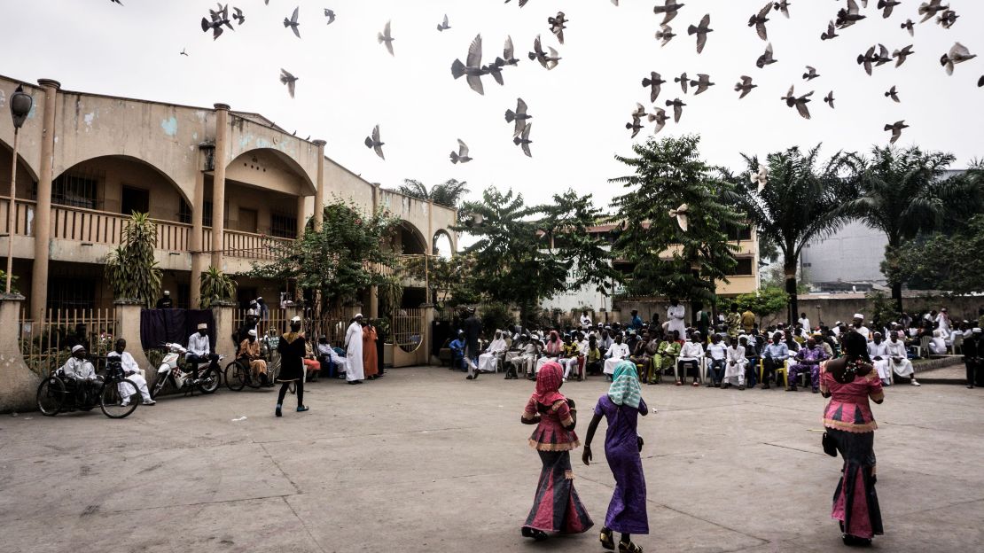 Muslims congregate in a square in Kinshasa, Democratic Republic of the Congo.