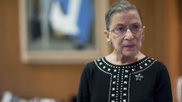 Ruth Bader Ginsburg, associate justice of the U.S. Supreme Court, stands in her chambers following an interview in Washington, D.C., U.S., on Friday, Aug. 23, 2013. Ginsburg, 80, the oldest member of the Supreme Court and appointed to the court in 1993 by Democratic President Bill Clinton, has said on several occasions that she wants to match the longevity of Justice Louis Brandeis, who was 82 when he stepped down in 1939. 