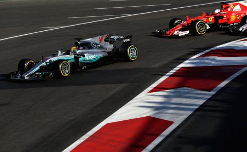 Tempers boiled at the Azerbaijan Grand Prix in Baku after a collision between title leader Sebastian Vettel (right) and rival Lewis Hamilton. <br />