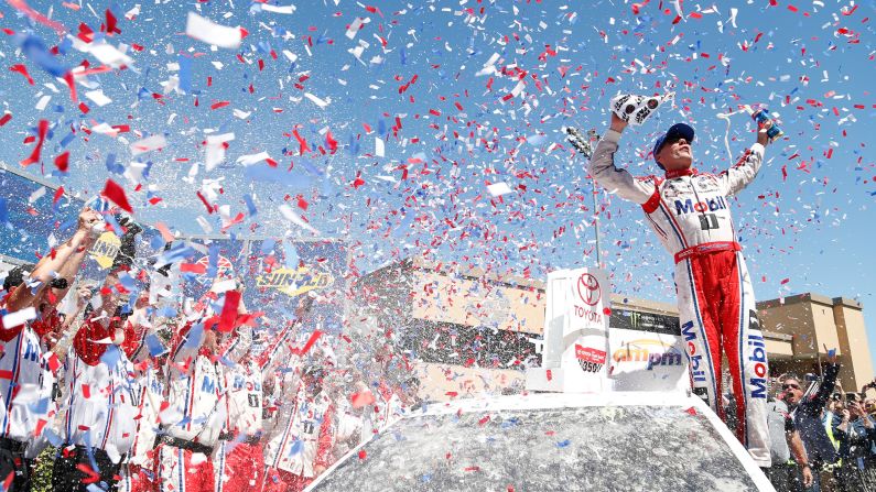Kevin Harvick and his crew celebrate in victory lane after winning the NASCAR Cup Series race in Sonoma, California, on Sunday, June 25. It was Harvick's first win of the season and his first career win at Sonoma Raceway.